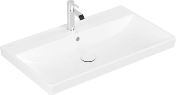 Villeroy & Boch Avento - Lavabo per mobili 800x470 mm, con sfioratore, foro per miscelatore, CeramicPlus, Stone White 415680RW