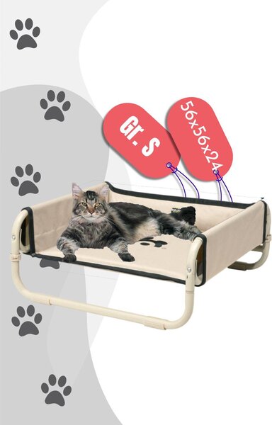 Maelson Soft Bed - lettino pieghevole per cani, beige, taglia S - 56 x 56 x 24 cm