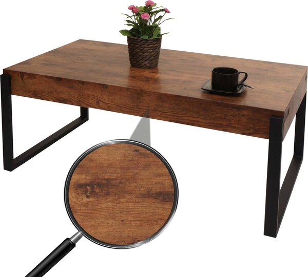 Tavolino MCW-L53, tavolino da salotto, tavolino da divano, metallo 43x110x64 cm ~ rovere selvatico scuro