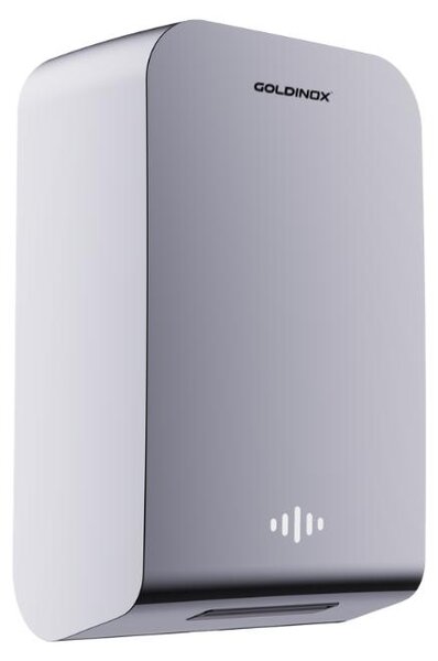 Asciugamani elettrico con sensore a infrarossi, modello "Powerful Compact", in acciaio inossidabile spazzolato e con filtro HEPA PREMIUM - GOLDINOX