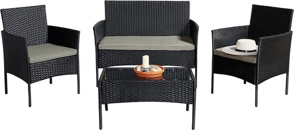 Mobili da esterno nero/grigio oliva Set da 4 pezzi