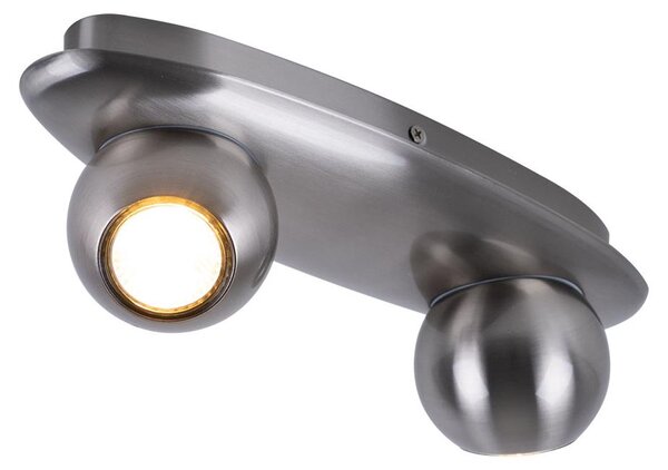 Plafoniera in argento con due faretti orientabili NORBELLO