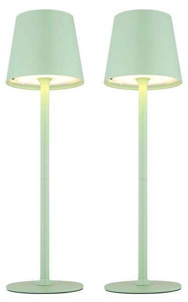 2x Lampada da tavolo a LED, verde chiaro, touch dimmer, batteria ricaricabile, IP44, H 36 cm