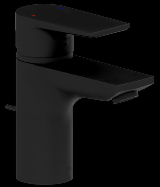 Miscelatore per lavabo Heinrich Schulte alpha_400 Z069122-00280 sporgenza 105 mm, con scarico a scomparsa, nero opaco