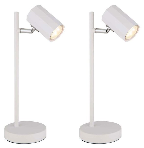 2 lampade da tavolo, modello JAMES, colore bianco, materiale: metallo e alluminio, con braccio flessibile regolabile