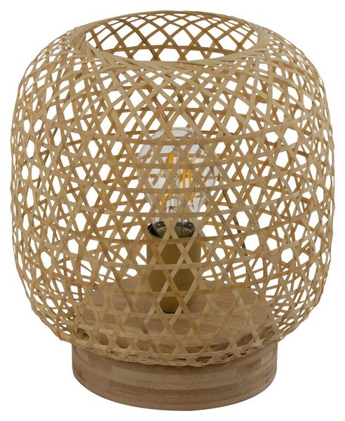 Lampada da tavolo, intreccio di bambù, materiale naturale, altezza 27 cm