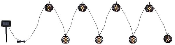 Catena luminosa a LED, colore nero, effetto fiamma, luce bianco caldo, 8 luci, lunghezza 410 cm