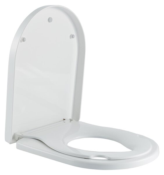 BERNSTEIN Sedile WC per famiglie U1006 con sedile WC per bambini integrato, chiusura ammortizzata e funzione Take-Off, Duroplast, antibatterico, bianco