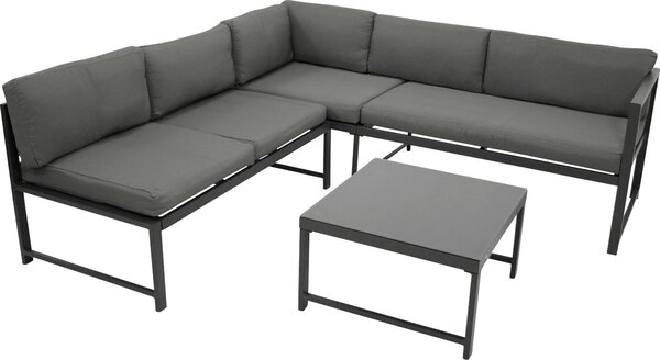 DEGAMO Set lounge funzionale Lounge angolare MONTANA, alluminio grigio scuro, imbottitura grigia, resistente alle intemperie