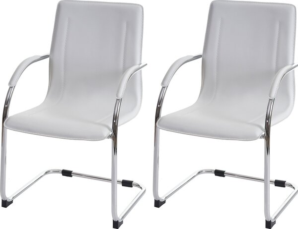 Set da 2 sedie da pranzo Perm, sedia da cucina a sbalzo, sedia con schienale, acciaio ~ bianco