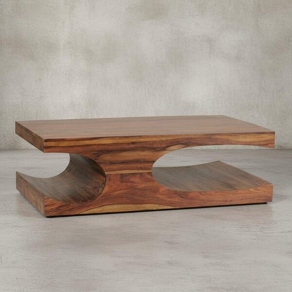 Tavolino BOHA in legno massello Sheesham larghezza 118 cm Tavolino da salotto Design marrone scuro Stile rustico Tavolino