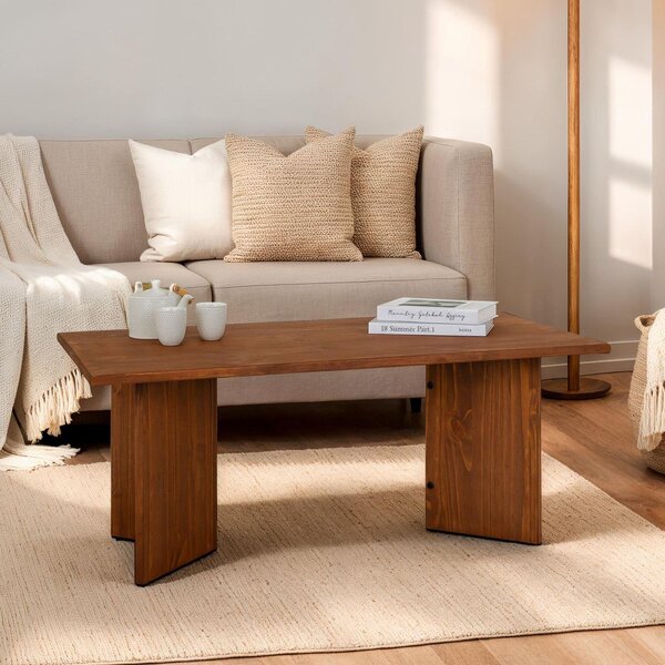 Tavolino da salotto MESA in legno massello 110 x 45 x 60 cm marrone scuro - tavolino da salotto minimalista in legno, con gambe angolate