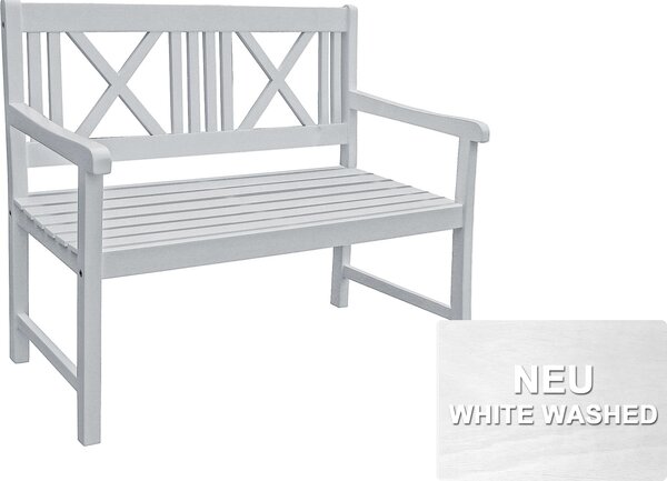 Panchina da giardino Garden Pleasure MALMÖ a 2 posti L 120 x P 59 x H 89 cm, colore: bianco