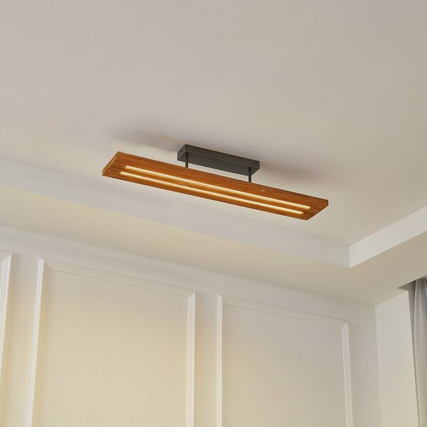 Plafoniera soffitto Nesaja Lindby, dimmerabile, Legno chiaro, Soggiorno / Sala da pranzo, Legno, Campagna / Rustiche, Plafoniera