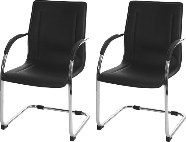 Set di 2 sedie da pranzo Sammy | A x L x P 93 x 56 x 56 cm | Altezza seduta 47 cm | Acciaio | Nero | Sedia da cucina a sbalzo Sedia con schienale Sedia