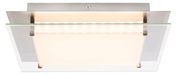 Lampada da soffitto a LED, finitura nichel opaco, vetro trasparente, dimmerabile, lunghezza 50 cm