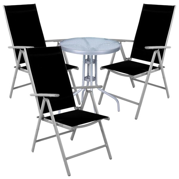 Set da bistrot, composto da 4 pezzi, color argento/grigio e nero