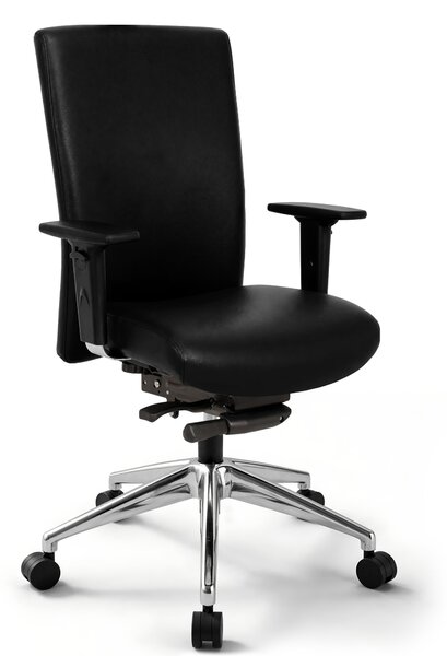 VERSEE Terox sedia da ufficio in pelle nera - sedia da scrivania ergonomica, stabile sedia girevole con imbottitura confortevole, ideale per l'ufficio di casa, capacità di carico fino a 150 kg
