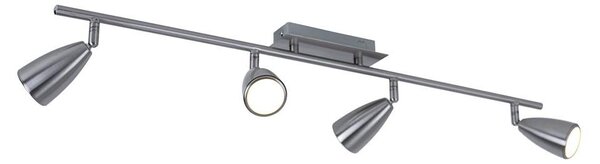 Lampada da soffitto, argento, faretti orientabili, L 78,5 cm