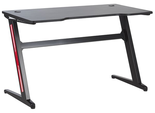 Tavolo da gioco BELIANI, truciolato nero, gambe rettangolari in metallo, 120 x 60 cm, con luce RGB, stile moderno
