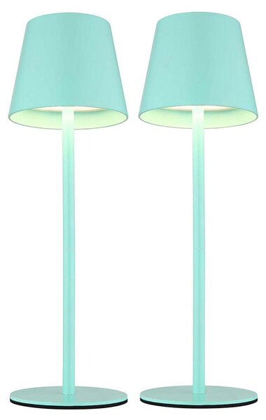 Set di 2 lampade da tavolo a LED, menta, batteria ricaricabile, CCT, touch, tappo per bottiglia
