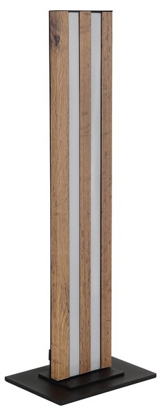 Lampada da tavolo LED HAYDEN, nera, in metallo, MDF con finitura effetto legno, diffusore opaco