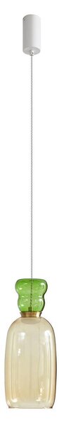 Lucande LED a sospensione Fay, giallo/verde chiaro, vetro, Ø 15 cm