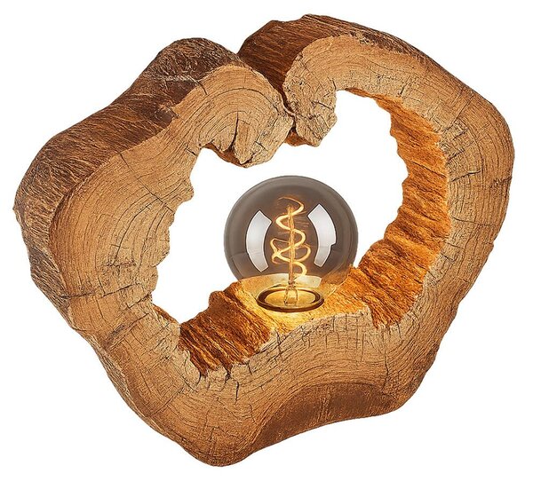 Lampada da tavolo a LED, disco dell'albero, aspetto legno, H 25,5 cm