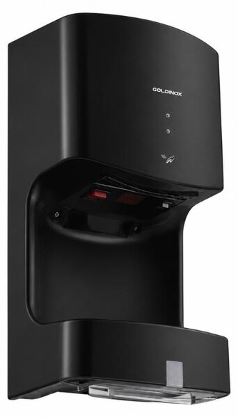 Asciugamani elettrico con sensore a infrarossi e contenitore per l'acqua, colore nero, modello PREMIUM - GOLDINOX
