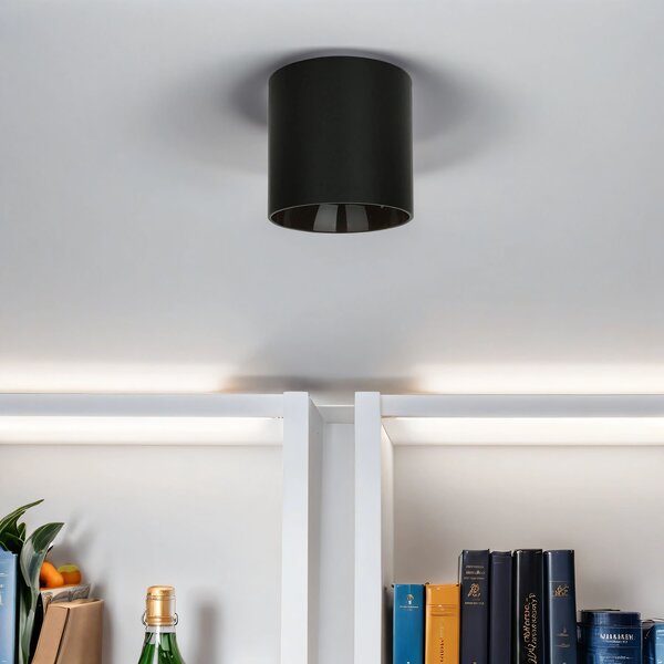 Spot a soffitto Ø 12,7 cm GU10 Nero Cucina Corridoio Metallo Moderno Lampada a soffitto a superficie