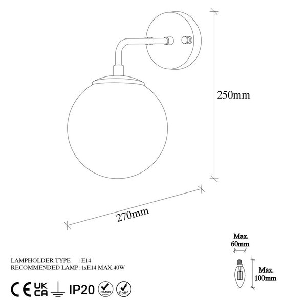 Lampada da parete bianca/color ottone ø 15 cm Viran – Opviq lights