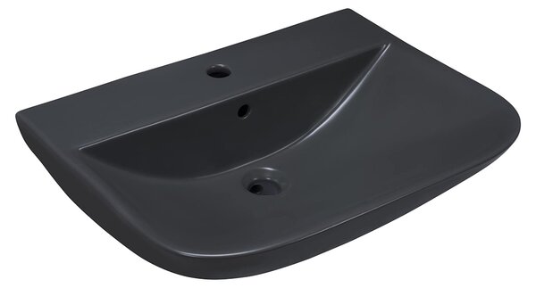 Lavabo Sanicomfort Rivo, 60 cm, grigio scuro opaco, mobile lavabo sospeso in Vetroceramica