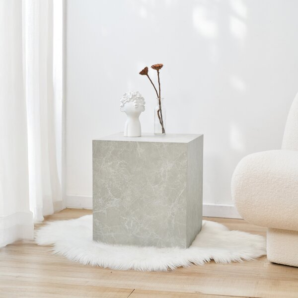 Tavolino 'Ellelu' cubo 45 x 40 x 40 cm MDF effetto marmo in taupe