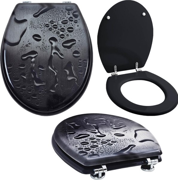 Sedile WC Grafner® con chiusura ammortizzata Motivo coperchio WC Black Drops