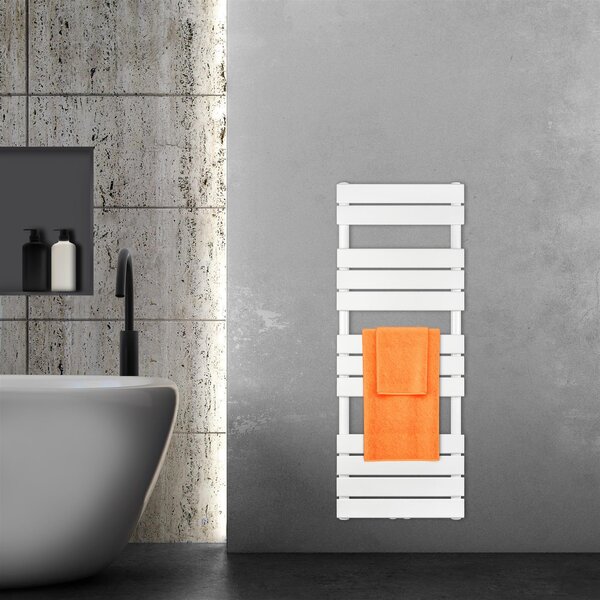 VILSTEIN radiatore da bagno, radiatore da bagno, radiatore per asciugamani attacco laterale e attacco centrale, radiatore da bagno a pannello piatto, radiatore per asciugamani a pannello, bianco, 564W, 120x45 cm