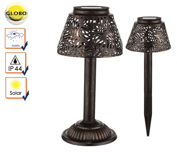 Lampada solare a LED, metallo ramato, H 27 cm