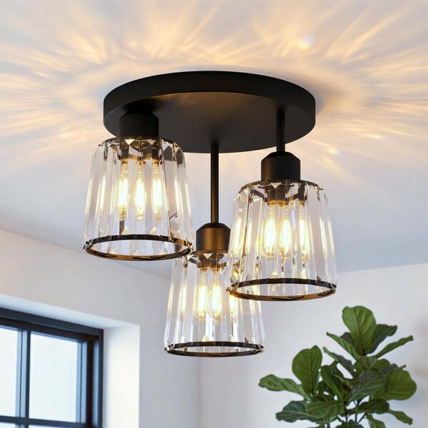Lampadario da soffitto elegante in cristallo con 3 luci
