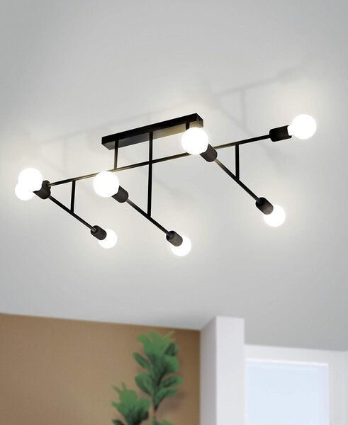 Lampada a soffitto Belsiana 8 luci nera Eglo 98035