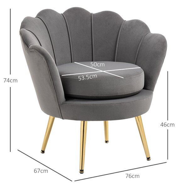HOMCOM Poltrona Vintage di Design in Velluto Marrone, Poltroncina da Camera con Schienale Alto 76x67x74cm Marrone|Aosom