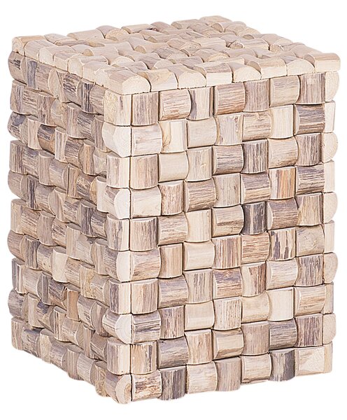 BELIANI Comodino marrone chiaro in legno teak 43 x 32 x 32 cm, moderno mosaico quadrato per camera da letto