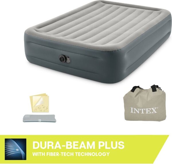 Materasso ad aria - Intex Essential Rest - 2 persone - 152x203x46 cm (LxLxH) - Grigio - Con pompa a motore incorporata
