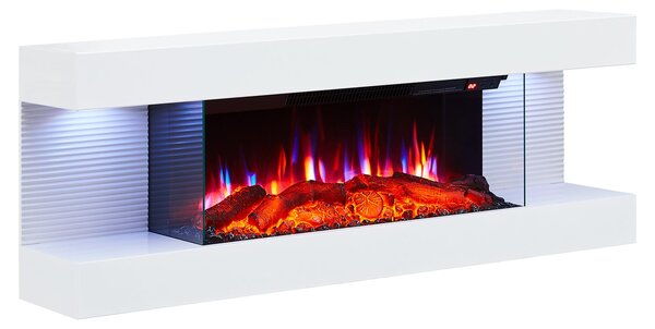 Camino elettrico da parete BALDERIA Lumina – Potenza termica fino a 1800 W, effetto fiamma 3D, bianco