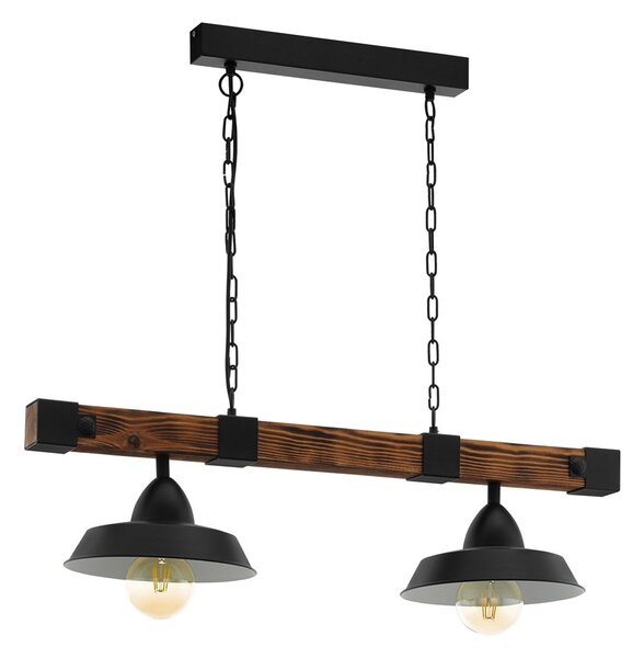Apparecchio a sospensione LB22 acciaio/legno 2xE27 49684