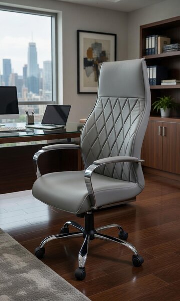 Sedia da ufficio dal design moderno, con motivo a diamante e altezza del sedile regolabile