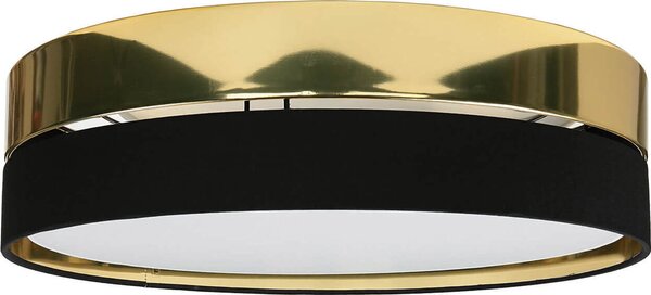 Plafoniera nero oro tessuto metallico antiriflesso rotonda Ø 60 cm 4x E27 lampada da soffitto soggiorno camera da letto