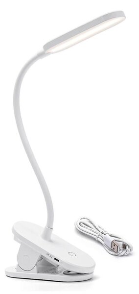 Aigostar - LED Lampada da tavolo ricaricabile dimmerabile con clip LED/2,5W/5V 1200mAh bianco