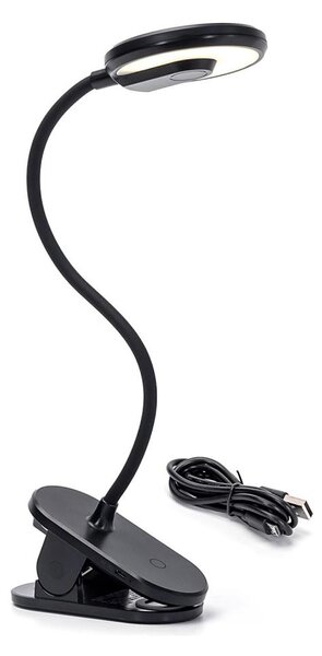 Aigostar - LED Lampada da tavolo ricaricabile dimmerabile con clip LED/3W/5V 1800mAh nero