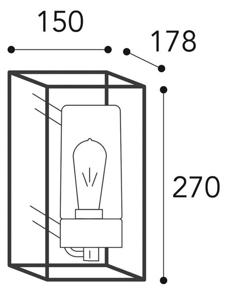 Moretti Luce Applique da esterno Cubic³ 3365, nichel antico/chiaro