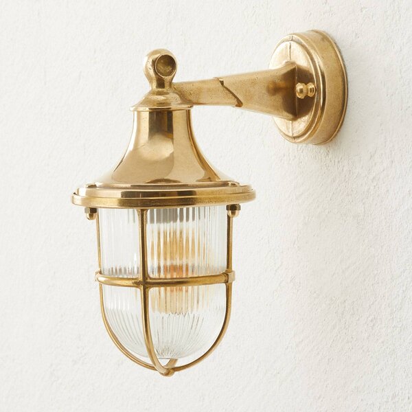 Moretti Luce Applique da esterni Ocean, di bella forma OCEAN, dimmerabile, Ottone / Oro, Corridoio, Ottone, Marittimo