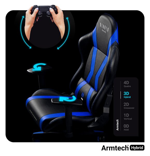 Sedia da gaming Diablo X-Horn 2.0 Normal Size, nero-blu